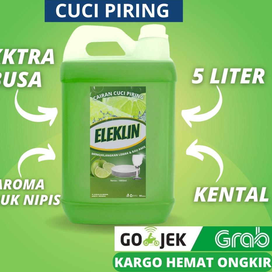 Kualitas Super✽ Sabun Cuci Piring Cair Liquid Eleklin Literan Murah Ekonomi Jeruk Nipis Biang Busa B