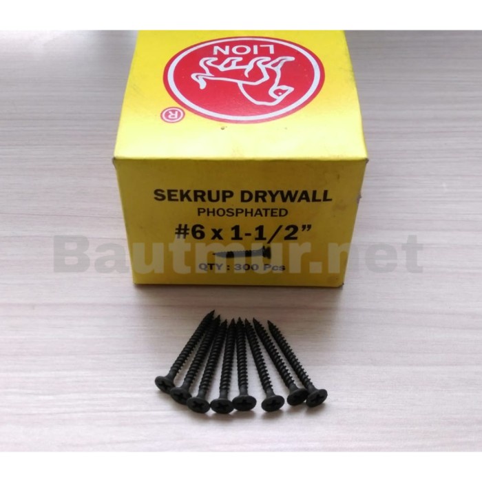 Sekrup Drywall L 6x1-1/2 inch Sekrup Gypsum 4cm 1 dus 300pcs