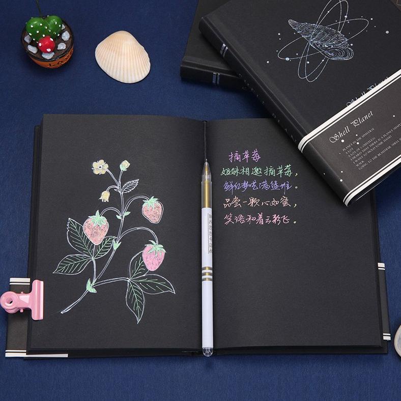 

BUKU TULIS / NOTEBOOK / PLANNER MOTIF BLACK STARRY SKY PLANET | HARD COVER - HITAM .