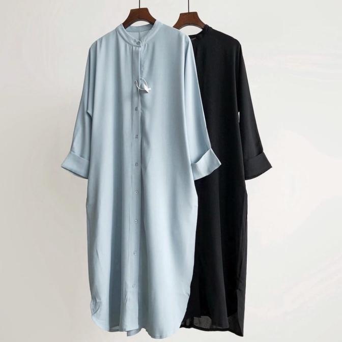 Blouse polos lengan panjang -Long tunik - Tunik hitam - Baju atasan