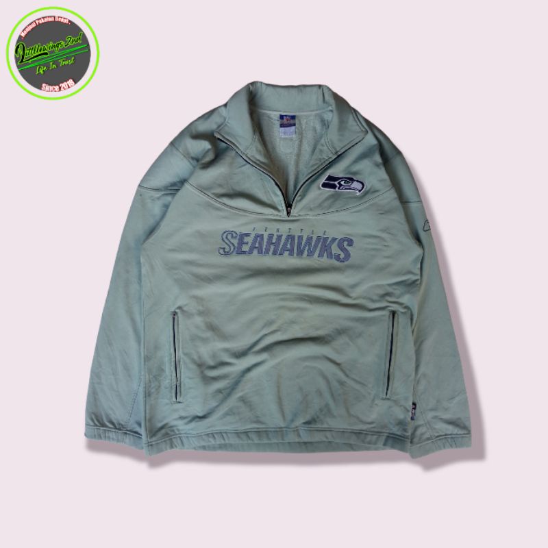 NFL SEATTLE SEAHAWKS CREWNECK HALF ZIP BY REEBOK ORIGINAL SECOND