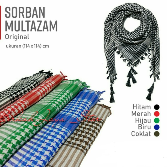 Sorban Sorban Multazam - Biru(I5N7) Sorban Panjang Sorban Arab Hitam Putih Sorban Arab Dewasa Sorban