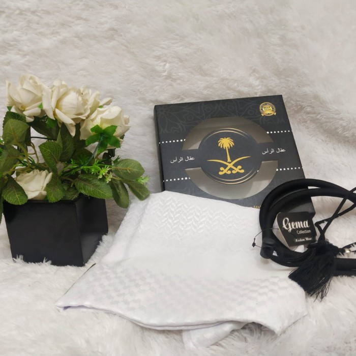 Sorban igal dewasa plus sorban plus box fasion muslim - Putih(W0C5) Sorban Kashmiri Sorban Habib Sor