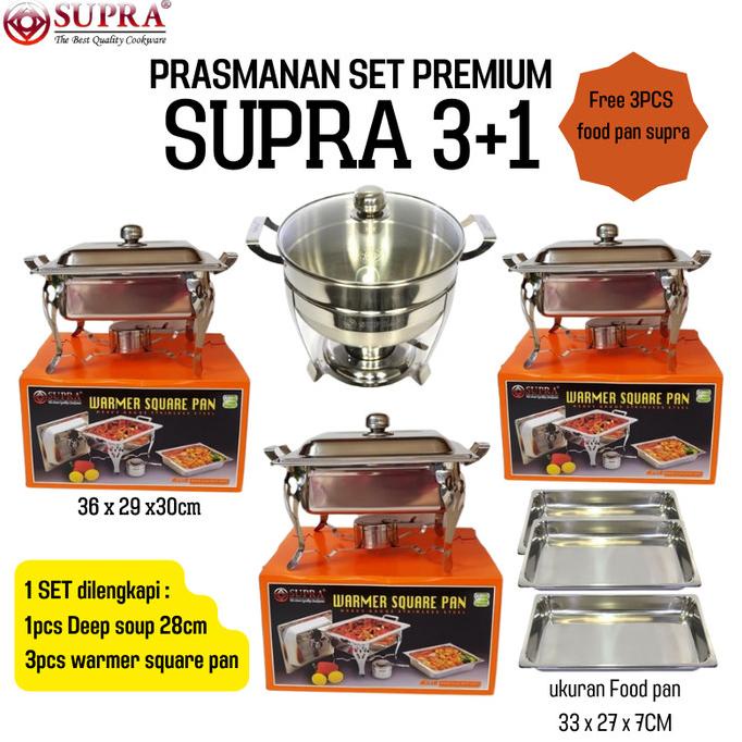 Prasmanan set premium supra 3+1 Free food pan supra 3pcs ---READY---