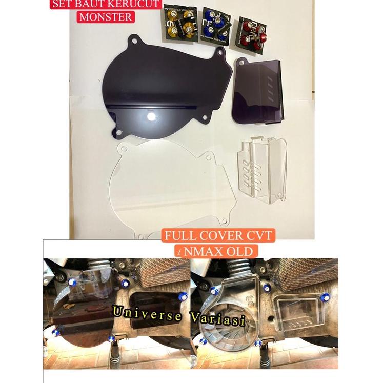 [KODE 6WYYL] COVER CVT NMAX OLD LAMA GRATIS BAUT 5 pcs CNC TUTUP BAK MESIN CVT KACA AKRILIK RYBEN BE