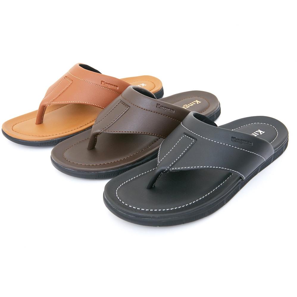 [KODE LIZZ8] Kingman Sandal Pria Casual Kekinian Santorini Sendal Jepit Hangout Cowok Kulit Kualitas