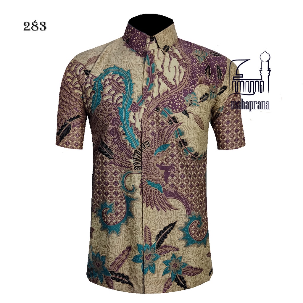 BATIK MAHAPRANA Atasan Kemeja Batik Pria Lengan Pendek Full Furing MHP-283-PENDEK