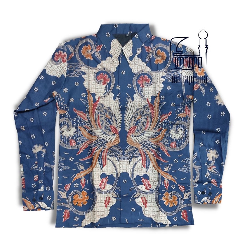 BATIK MAHAPRANA Motif LAKESWARA NAVY Atasan Kemeja Batik Pria Lengan Panjang Full Furing MHP-968