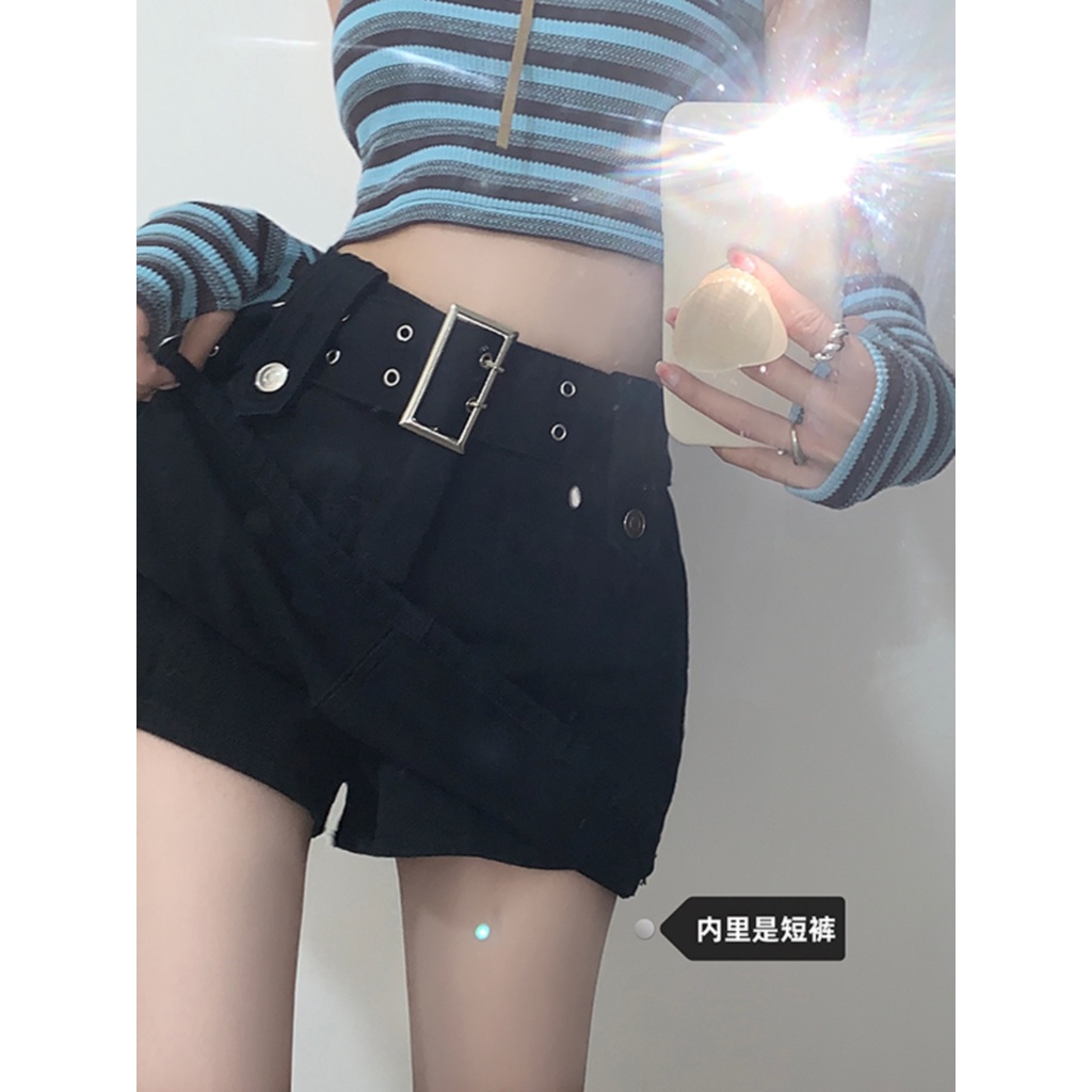 Red Hot girl A-line bag hip skirt summer anti-light skirt high waist short skirt slim denim skirt female pink skirt trendy