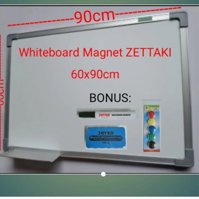 

TERMURAH !!! Papan tulis magnet whiteboard gantung single face ZETTAKI 60x90cm [KODE 7]