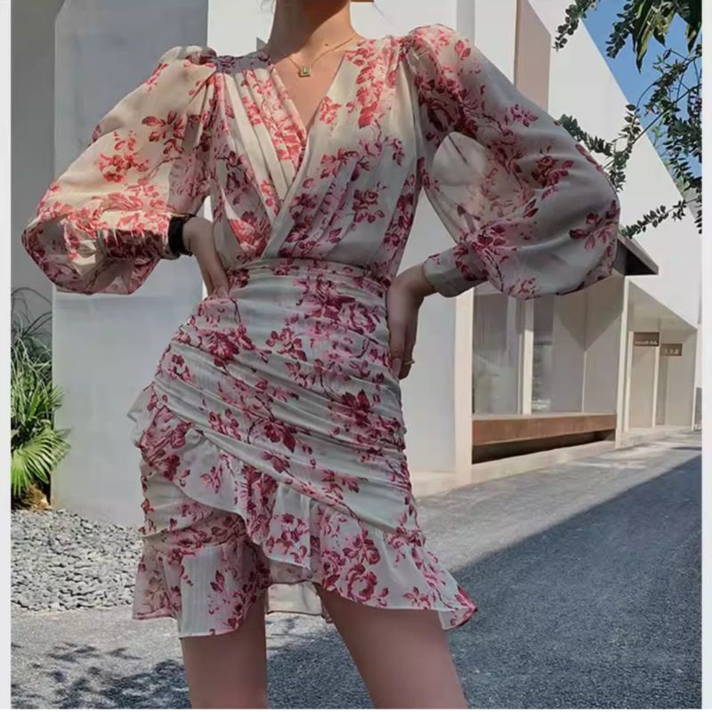 MDLV ~ 7911# Lgn Pjg Pandoria Ruffle Wrap Mini Dress