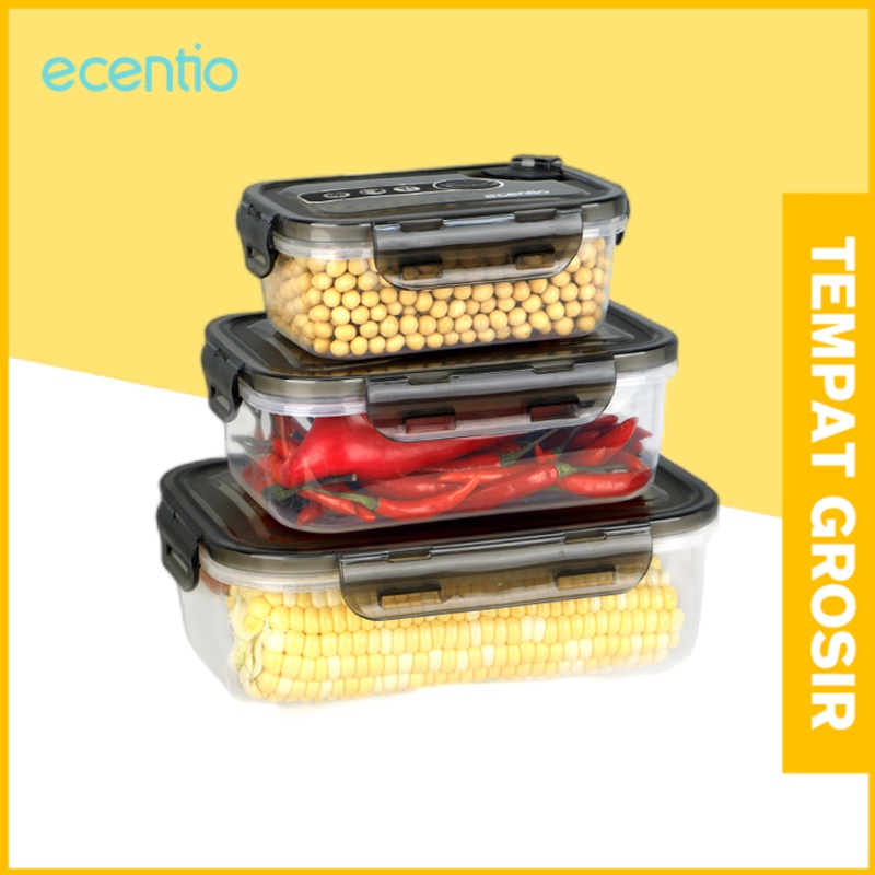 ecentio Food Container 3pcs Wadah Makanan Tempat Bekal Serbaguna Kotak Set Storage Box penyimpanan makanan