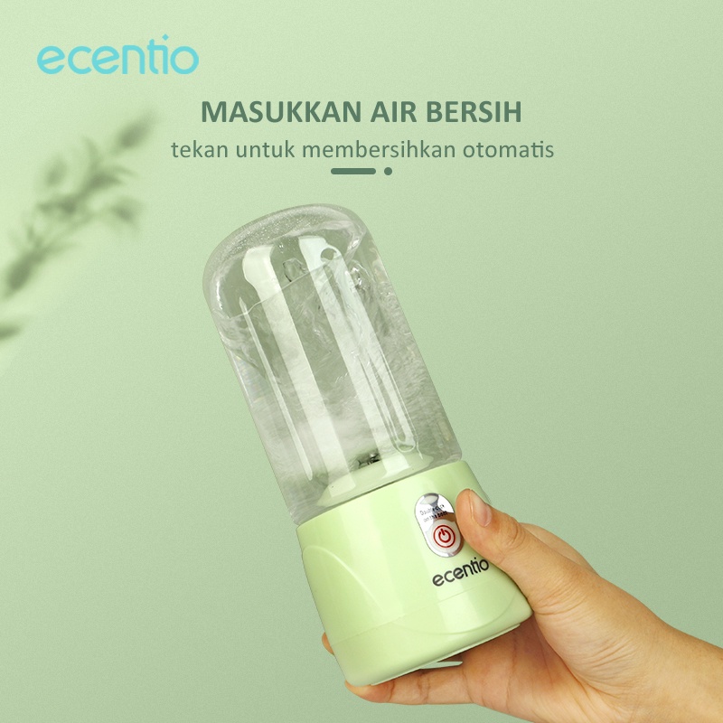 ecentio 6 Mata Pisau 410ml Portable Blender Hijau Juicer Jus Blander/Blender Mini USB Rechargeable