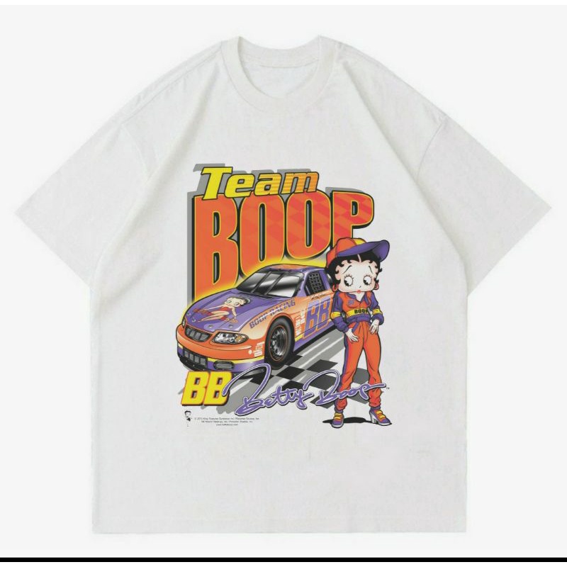 BAJU NACSCAR - TEAM BOOP BETTY BOOB | T-SHIRT NASCAR TEAM BOOP WHITE | KAOS NASCAR VINTAGE | BAJU KA