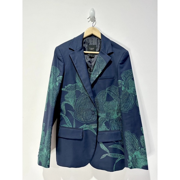 Jas Blazer Pria Biru Gelap Accent Hijau