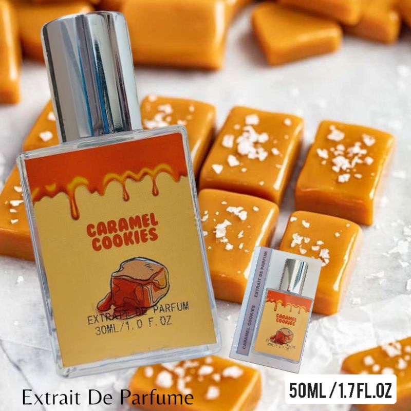 PARFUM PRIA DAN WANITA WANGI TAHAN LAMA EDT DAN EXTRAIT CARAMEL COOKIES 30ML DAN 50ML