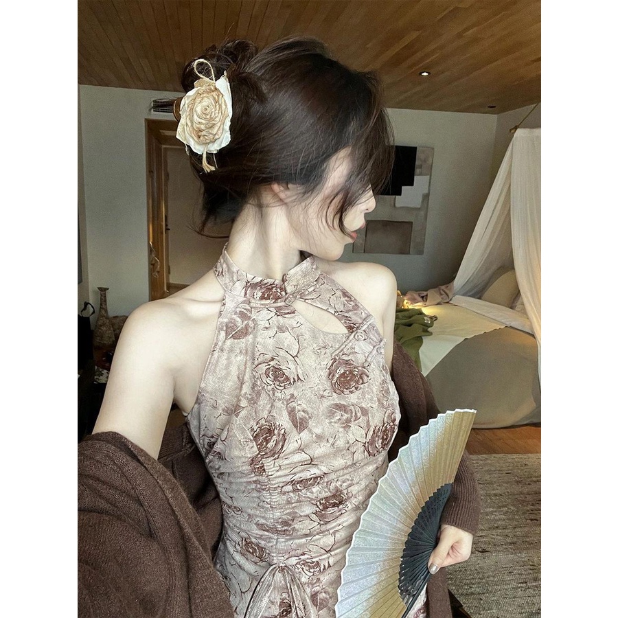 Jas Wanita2023Kardigan Berkancing Katak Renda Retro Musim Semi, Set Dua Potong Gaun Tiongkok Baru Mo