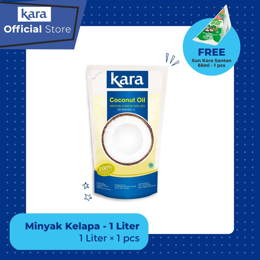 

KARA Minyak Goreng Kelapa (Coconut Cooking Oil) 1L - 1pouch FREE SUN KARA Santan Kelapa (Coconut Cream) 65 ml - 1 pcs