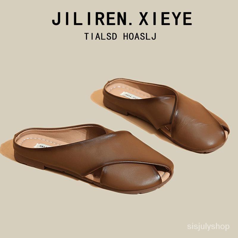 [✅BISA COD] #Sisjuly# Sandal wanita / sandal setengah kepala dibungkus kulit wanita / sandal sandal