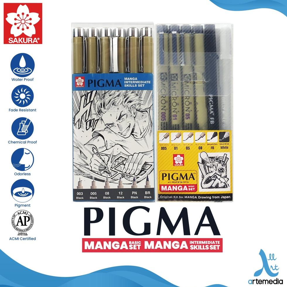 

[NEW ARRIVAL !!] Drawing Pen Sakura Pigma Micron Manga Basic & Intermediate Set Pulpen Gambar