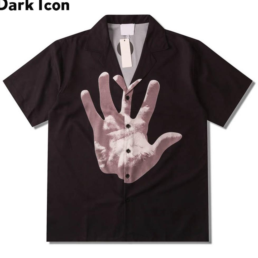 Terlaku... Dark Icon Hand Printing Hawaiian Shirt Men Summer Men's Shirts Polo Shirts