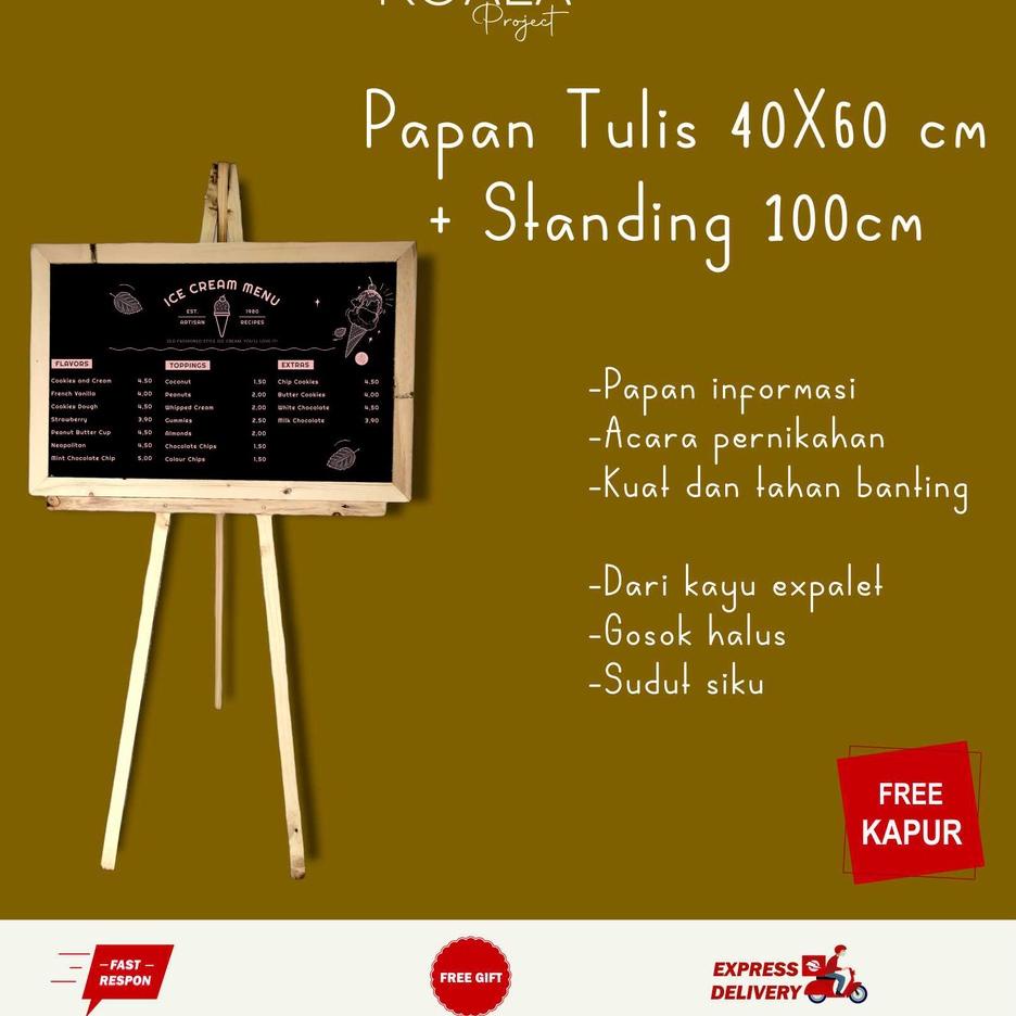 

Paling Heboh PAPAN TULIS KAPUR HITAM BLACKBOARD CHALKBOARD 40X60 CM STANDING 100CM