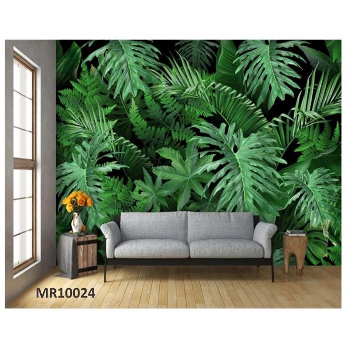 PHOTOWALL MURAL DINDING 3D WALLPAPER MURAL BUNGA DAUN MONSTERA HIJAU