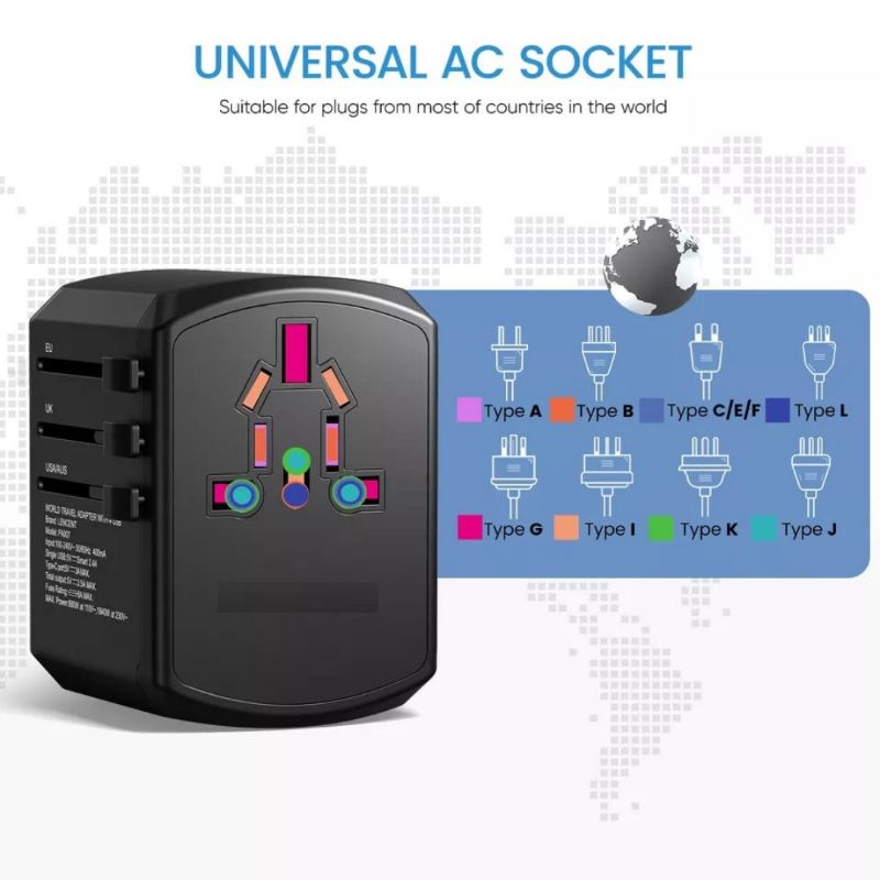 Travel Adapter Charger Adapter FREE POUCH Termurah