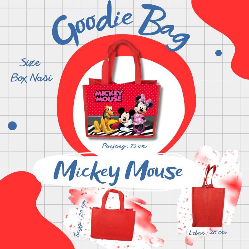 

Tas Ultah Mickey Mouse merah/ Tas Ulang Tahun Anak / Tas Aqiqah / Goodie Bag Souvenir Besek Kantong Custom Nama Dan Foto