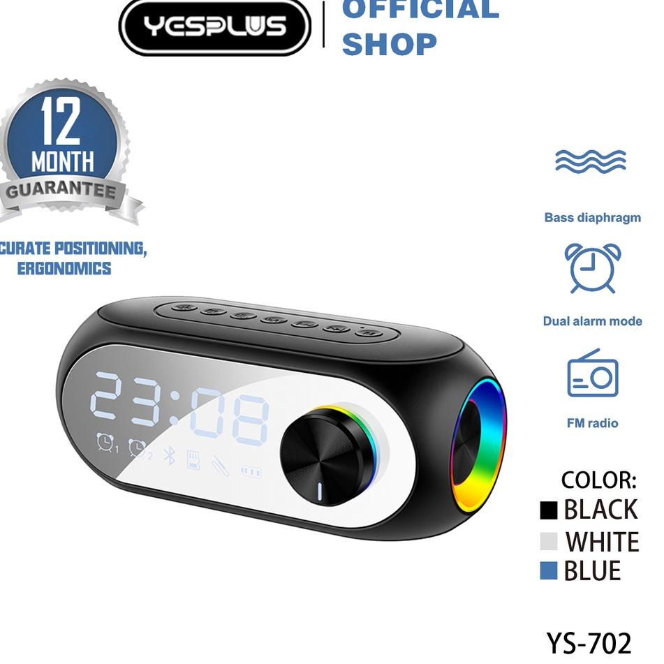 ✨COD✨ YESPLUS YS-702 Speaker Bluetooth LED Two Alarm Clock Night Light 