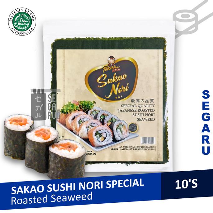 

Sakao Nori Sushi Spesial 10 Sheet Sushi Roasted Rumput Laut Halal MUI
