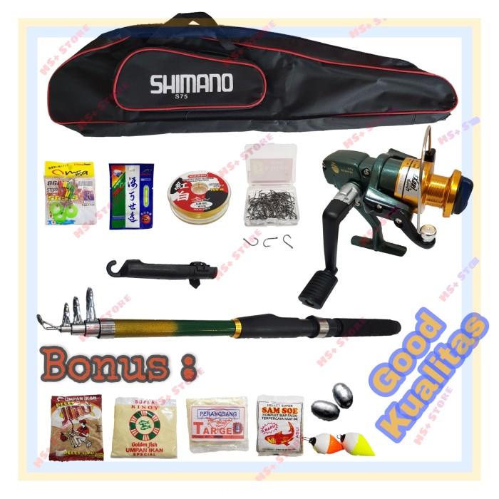 1 Set alat pancing siap pakai joran reel tas senar dll Berkualitas