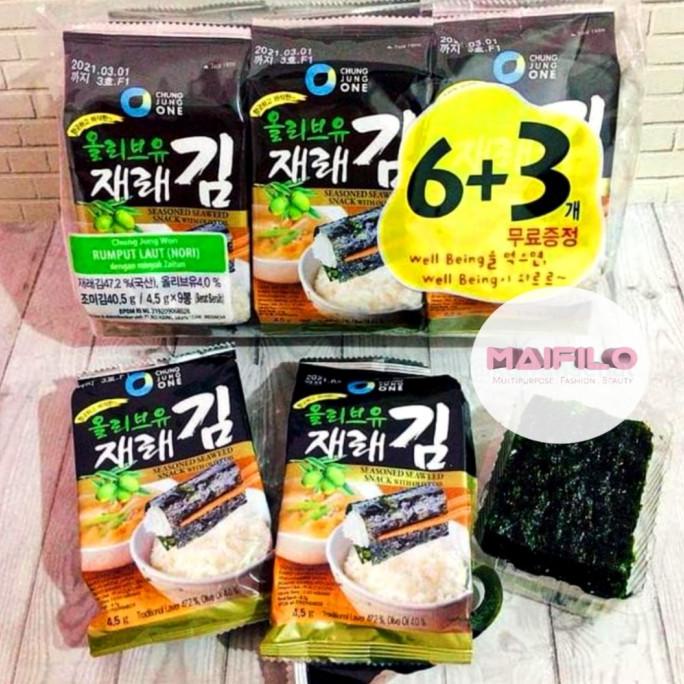 

Chung Jung One Seaweed 6+3 Nori Olive Oil / Rumput Laut Korea