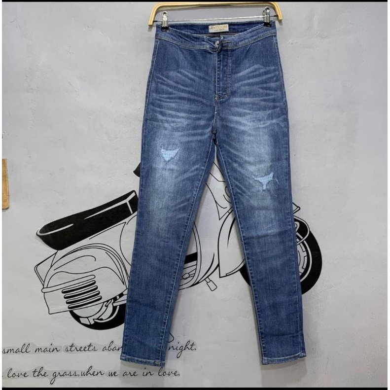 NEW CELANA HANEDA CEWEK SOBEK HAIGWAIST JEANSLINE/MALIA JEANS EVEDOM SIZE JUMBO 27 SAMPAI 34