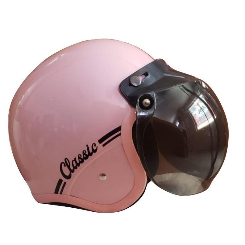 Helm Bogo Retro List Pink Leono - Classic Pink
