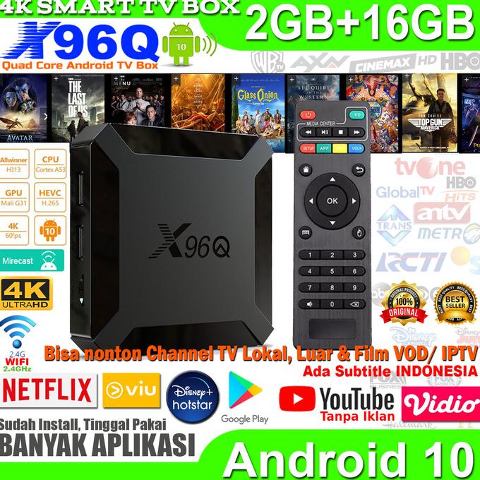 Stb Tv Box Android 10 2Gb 16Gb X96Q Allwinner H313 Quad Core 4K Wifi