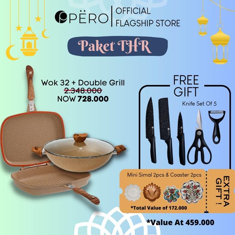[Paket Thr] Pero Doa Biogranite Set Grill 32Cm & Wok 32Cm