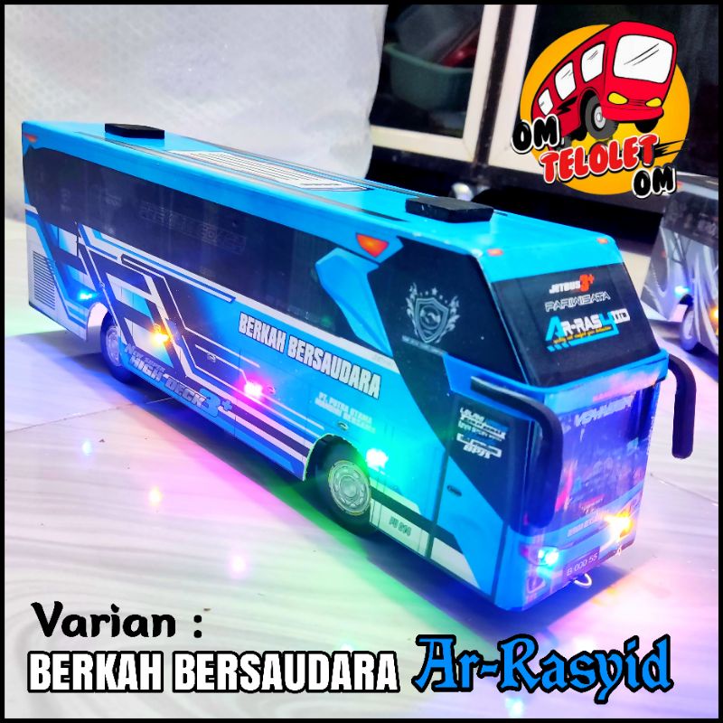 Miniatur Bus Telolet Basuri Berkah Bersaudara AR-Rasyid Full Lampu