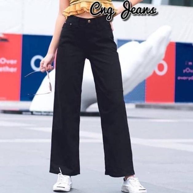 Celana Jeans Kulot Wanita / Hitam Putih Kulot Jeans / Jeans Kekinian