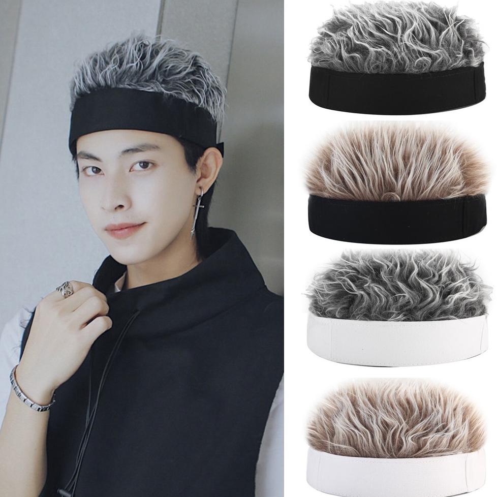 Bayar Ditempat [Ready Stok] Eropa dan Amerika topi simulasi wig rambut pendek topi retro hip-hop spo