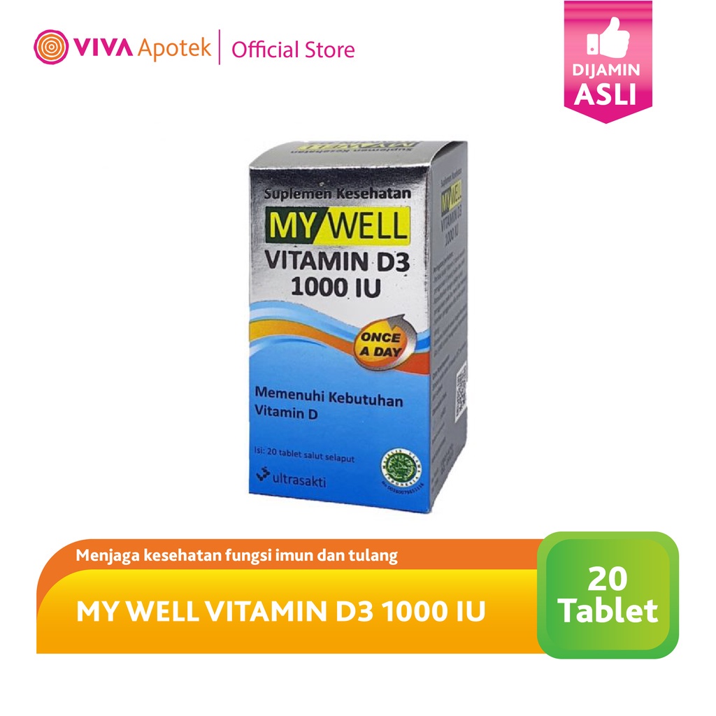 My Well Vitamin D3 1000 IU untuk Kebutuhan Vitamin D (20 Tablet)