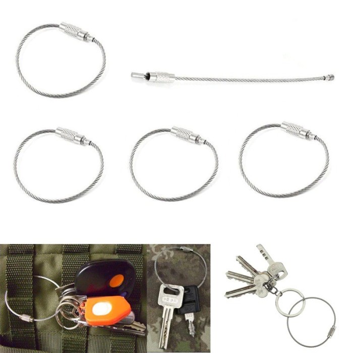 FMFIT Stainless Wire Key Ring Chain Gantungan Kunci Kawat Survival Carabiner