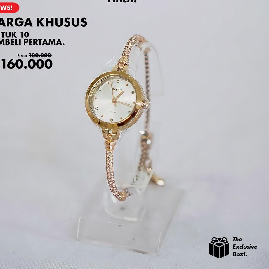 GROSIR Gelang Jam Tangan Analog Serut Rantai Wanita SKMEI Cewek Wanita Pria Unisex Anti Air Tahan Ai