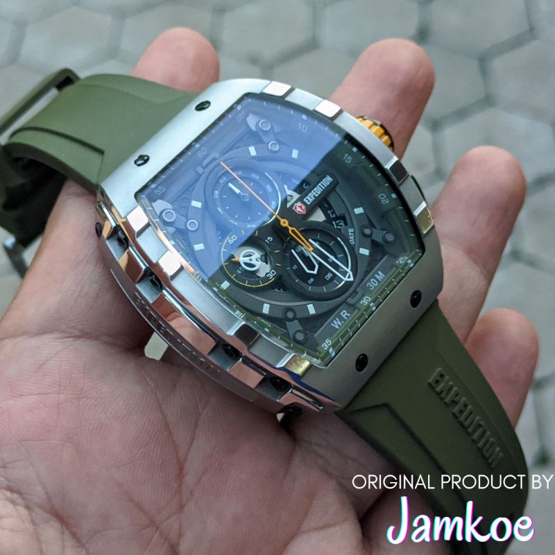 Jam Tangan Pria Expedition Type Tipe 6782 M Hijau Army Second Original Anti Air Water Resist Strap R