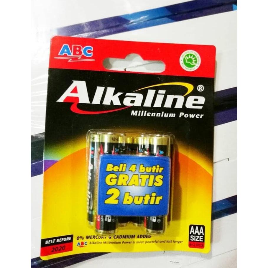 Baru Baterai ABC ALKALINE AAA / A3 6Pcs | Battery ABC ALKALINE 4+2 ,.