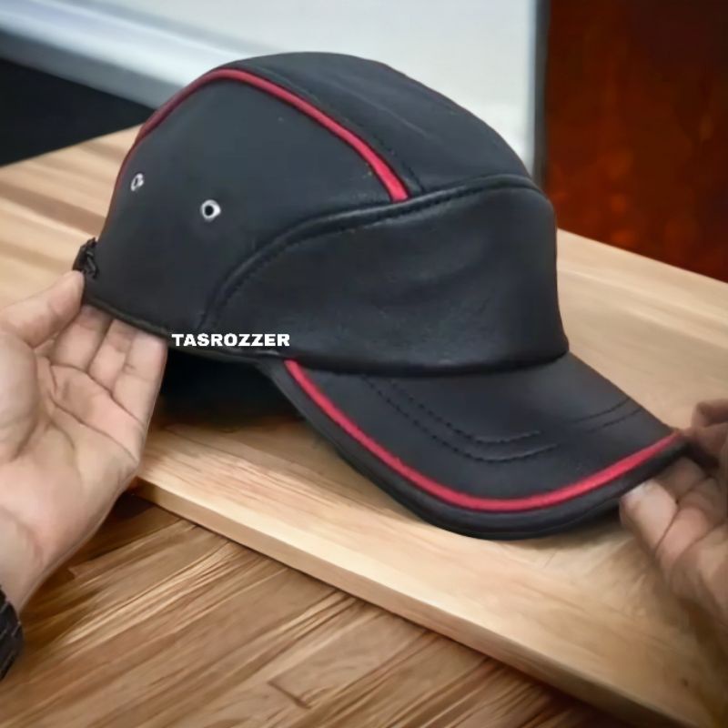 Topi kulit asli pria model baseball