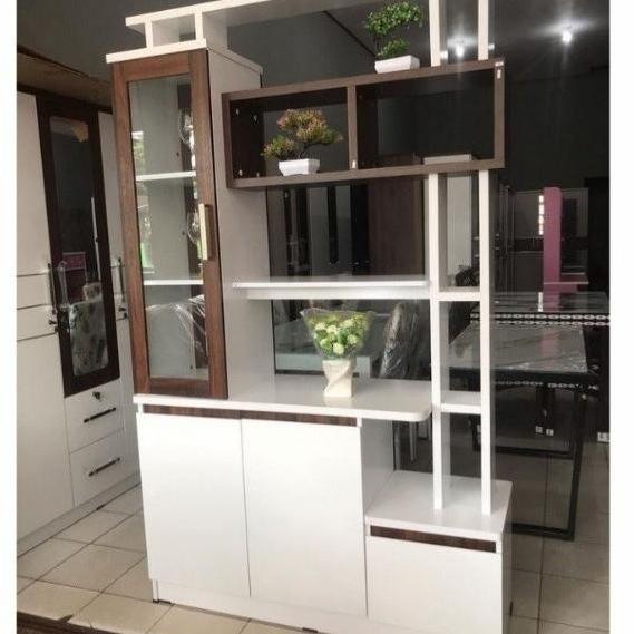 Bufet Partisi Pembatas Ruangan Minimalis Putih