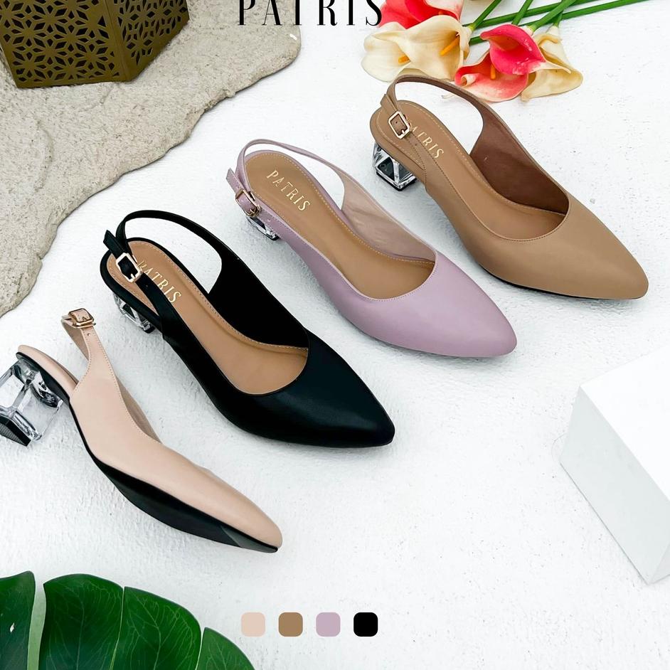 Stok Patris Briana Mules Wanita Heels / Hak Kaca 5 Cm Borong Terkini