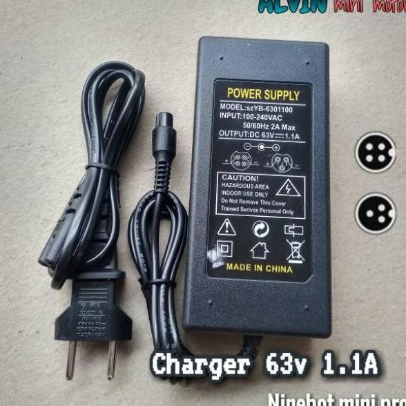 Promo Charger 63V 1.1A Ninebot Mini Pro Pin 3 Dan 4 Cas Casan Sparepart Terlaris