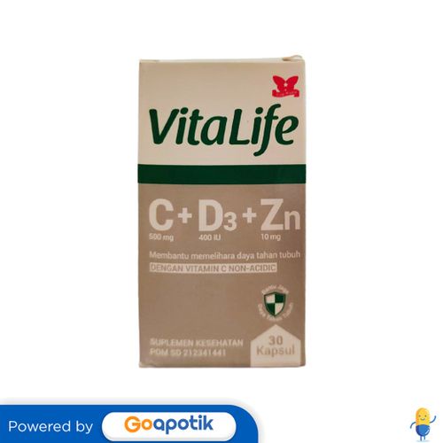 Vitalife C+D3+Zn Botol 30 Kapsul